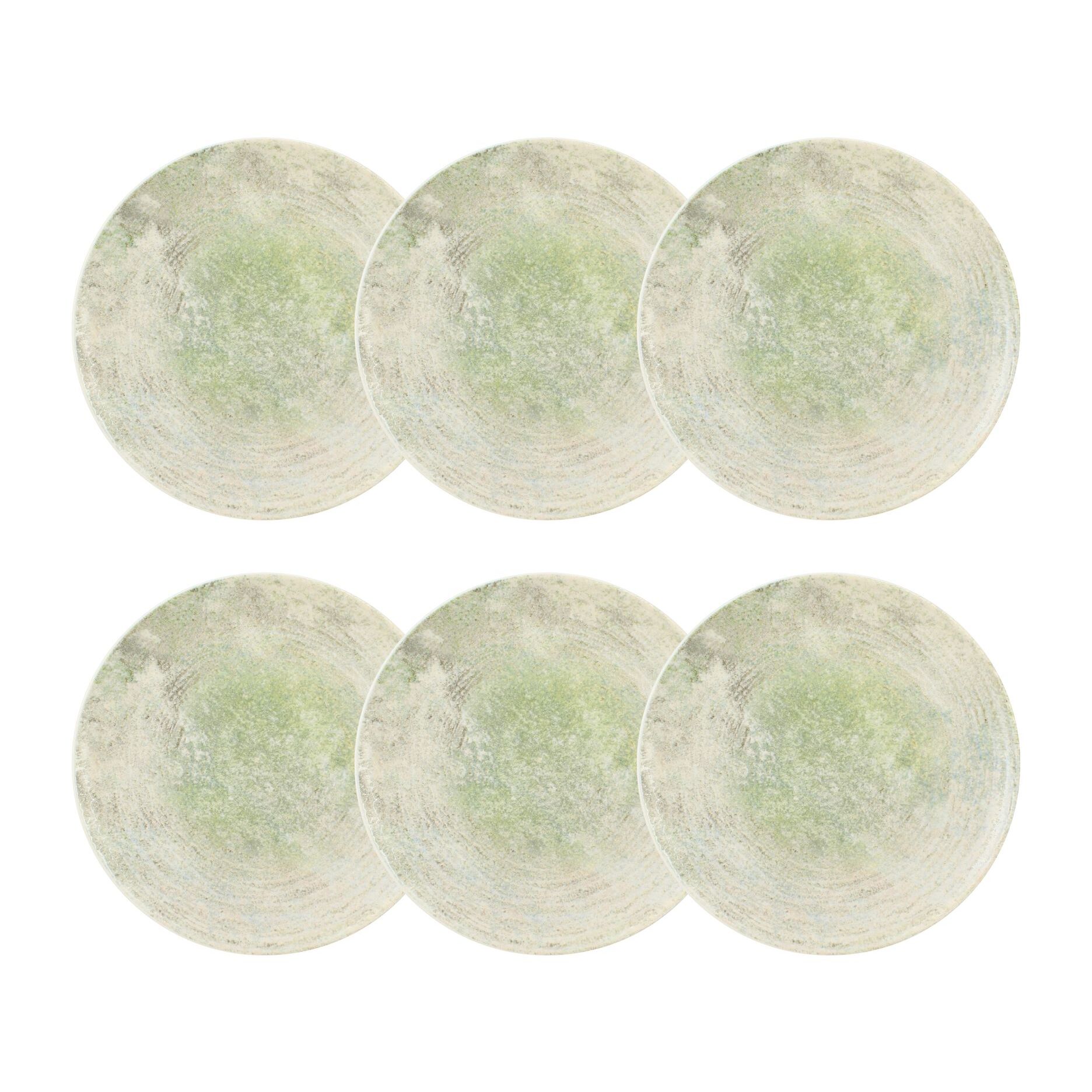 Lot de 6 assiettes plates en porcelaine verte 26cm NATURA