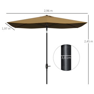 Outsunny Sombrilla de Jardín 200x300x248 cm Protección UV50+ Aluminio Inclinable