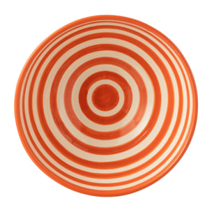J-Line bol Granada Stripes High - céramique - blanc/orange - large - Ø 28 cm
