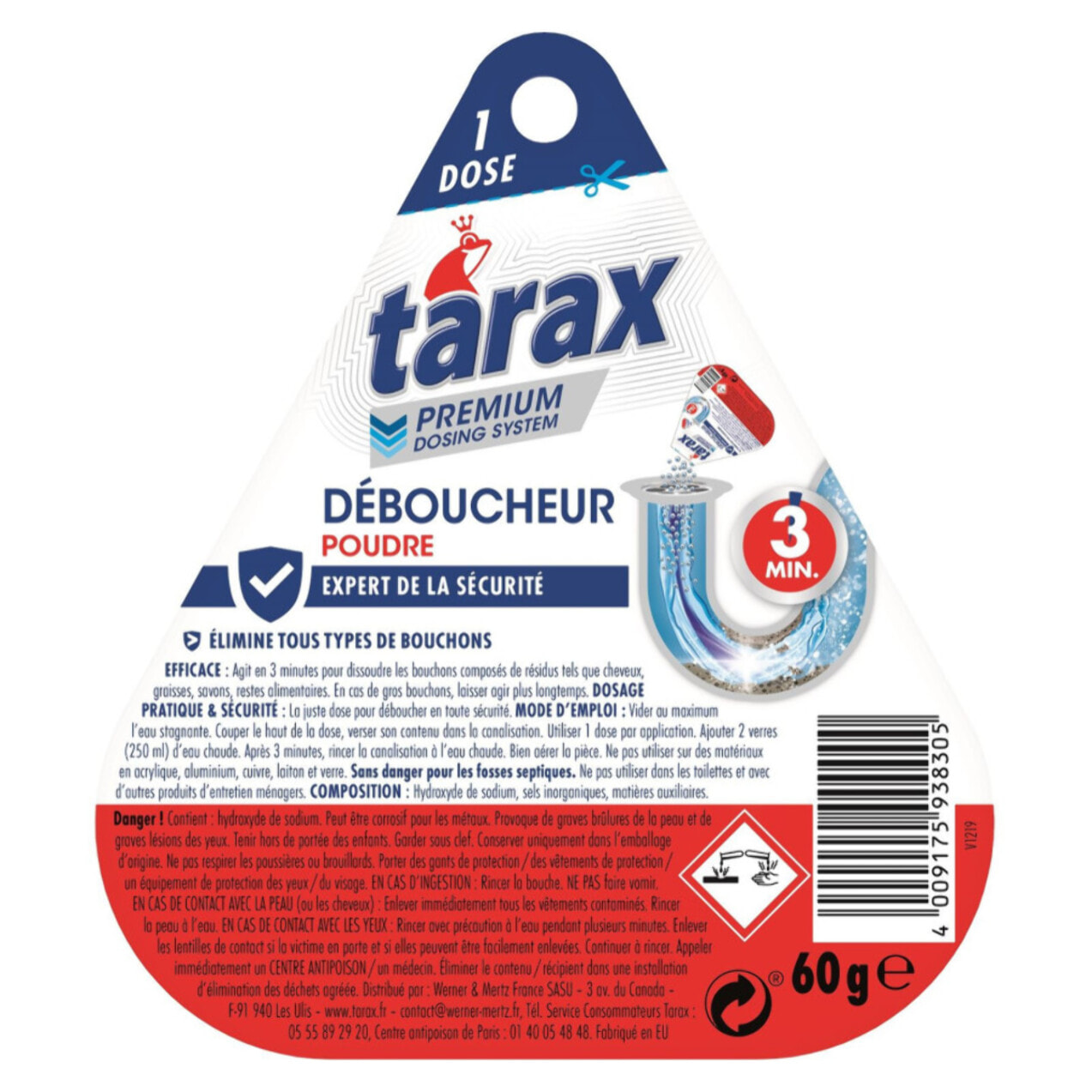 Pack de 12 - Tarax - Déboucheur 3 min 1 dose