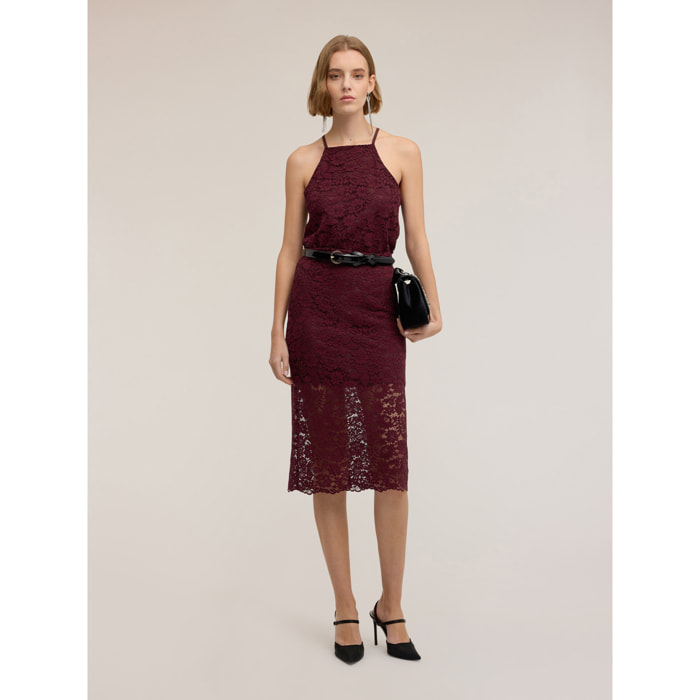 Motivi - Falda tubo de encaje - Burgundy