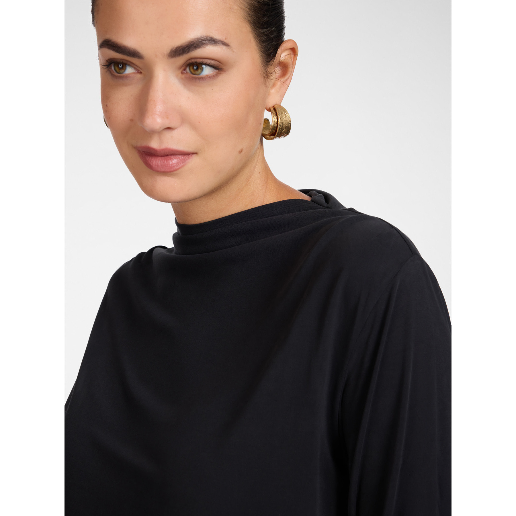 Elena Mirò - T-shirt misto modal con scollo barchetta - Nero