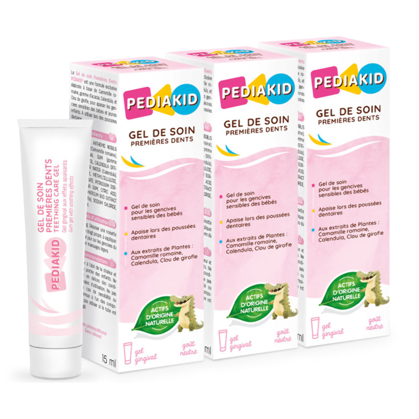 PEDIAKID - Gel de Soin Premières Dents - Gel gingival naturel - Effet apaisant & protecteur en cas de poussées dentaires - Sans parabènes, ni triclosan, ni phtalates, ni BPA - Lot de 3