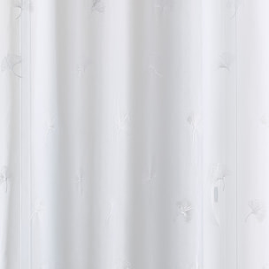 Tissu plombé et brodé feuilles de gingko - Blanc