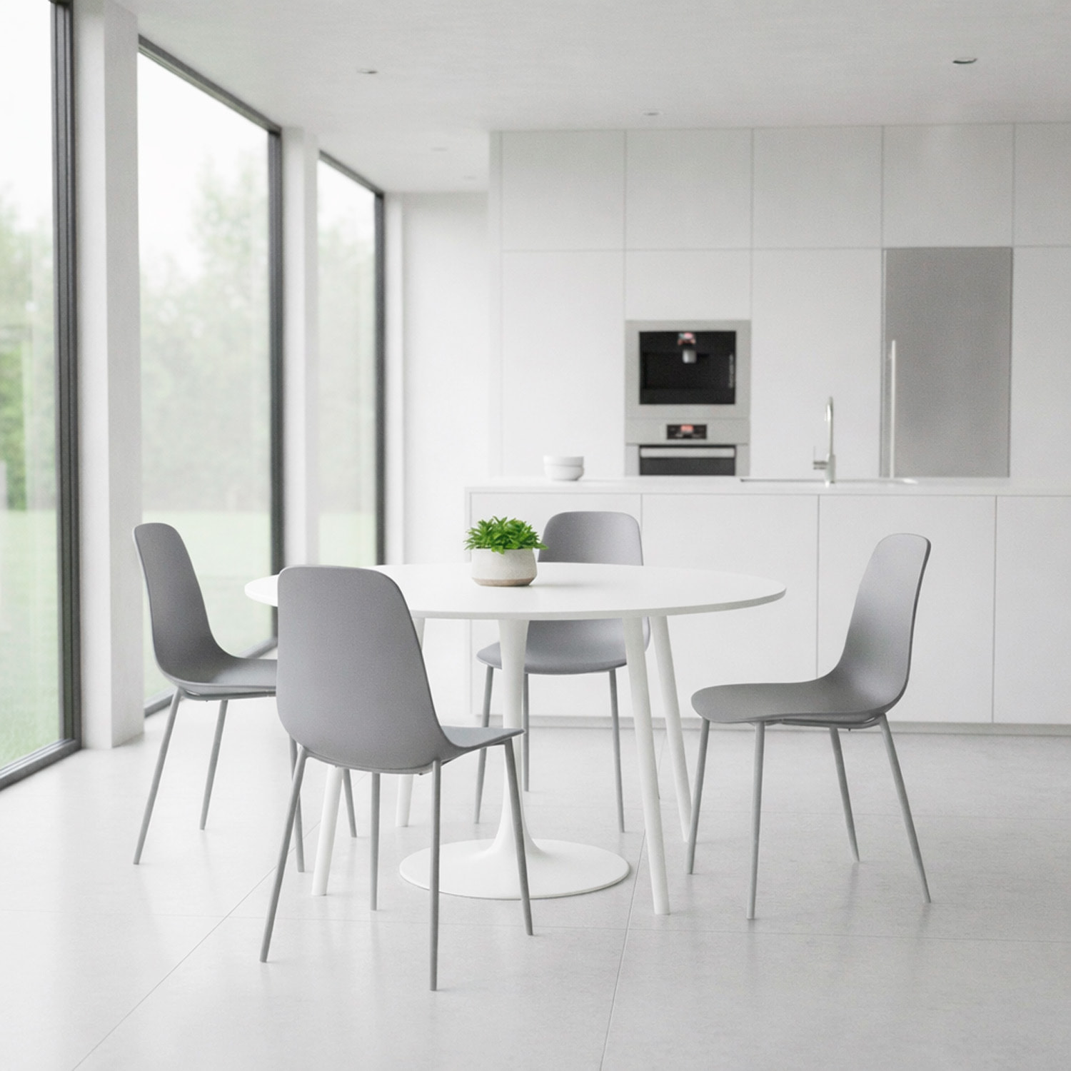 Set 4 Sedie Moderne Con Schienale Ergonomico In Polipropilene E Gambe In Metallo Cucina Sala Da Pranzo Soggiorno 87 x 53 x 49 Cm Grigio Scuro