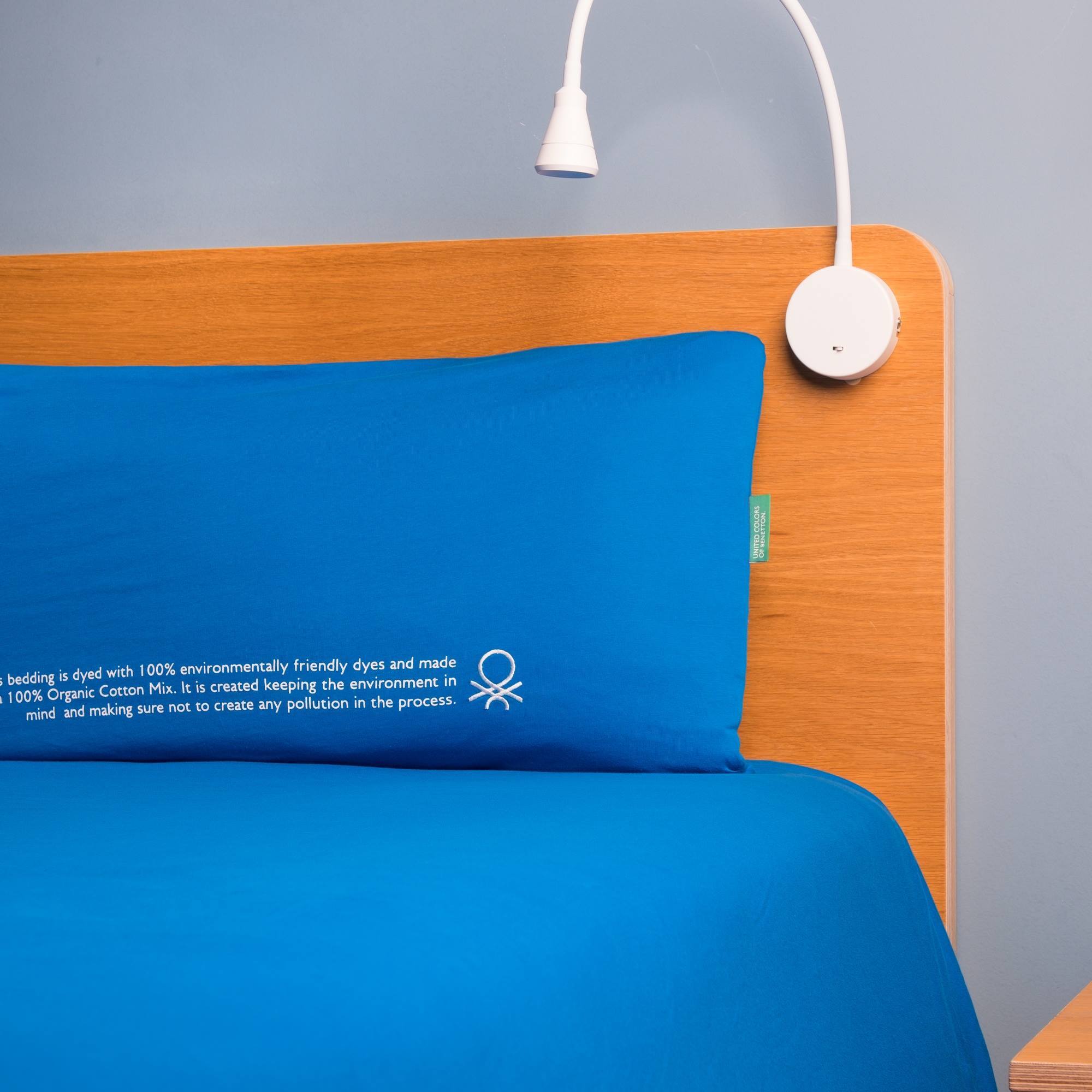 Set 2pc cama (funda nórdica 135x200cm + funda de almohada 80x80cm) 140gsm 100% algodón azul united in green be