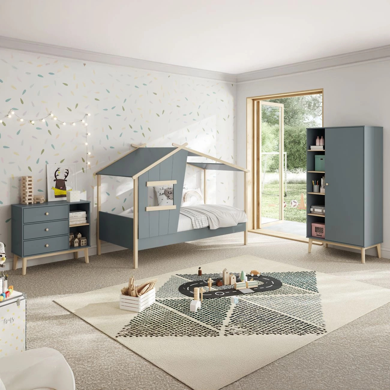 Cama cabaña Hutbed Verde Salvia - Oak Soft