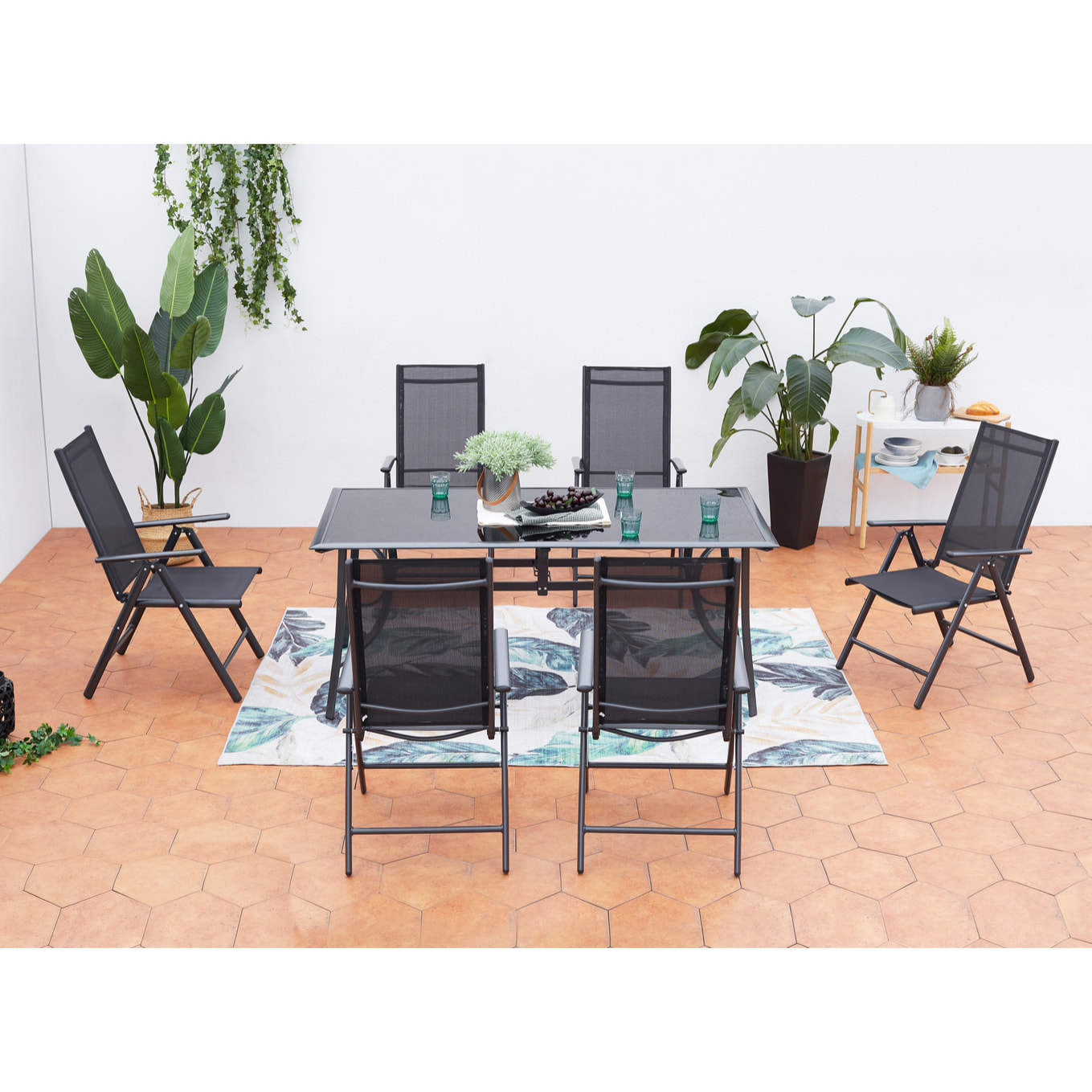 Table de jardin et 6 chaises en aluminium BARATHE