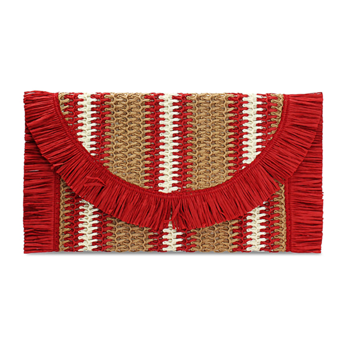 Pochette da mare in paglia rossa