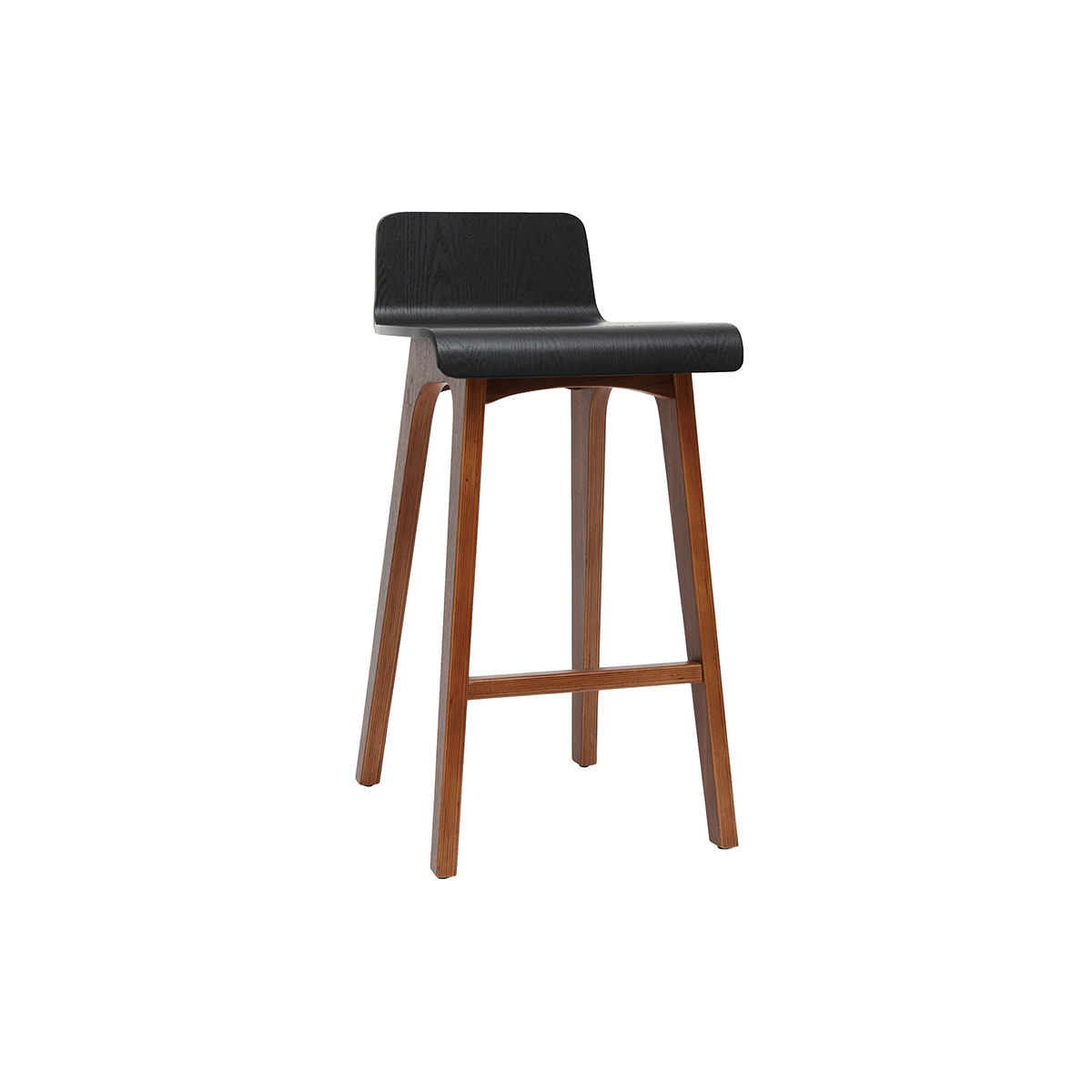 Tabourets de bar scandinaves noyer et noir H65 cm (lot de 2) BALTIK