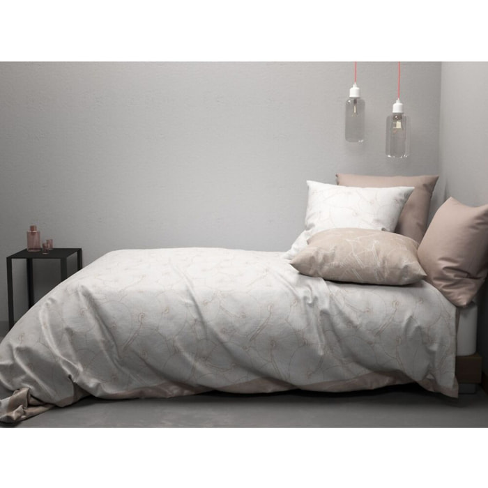 Parure Housse De Couette 3pcs 100% coton Lyocell 57fils Plage Revers.