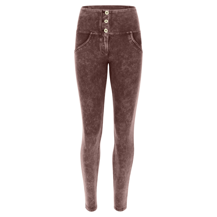 Pantaloni push up WR.UP® vita alta con bottoni bleached