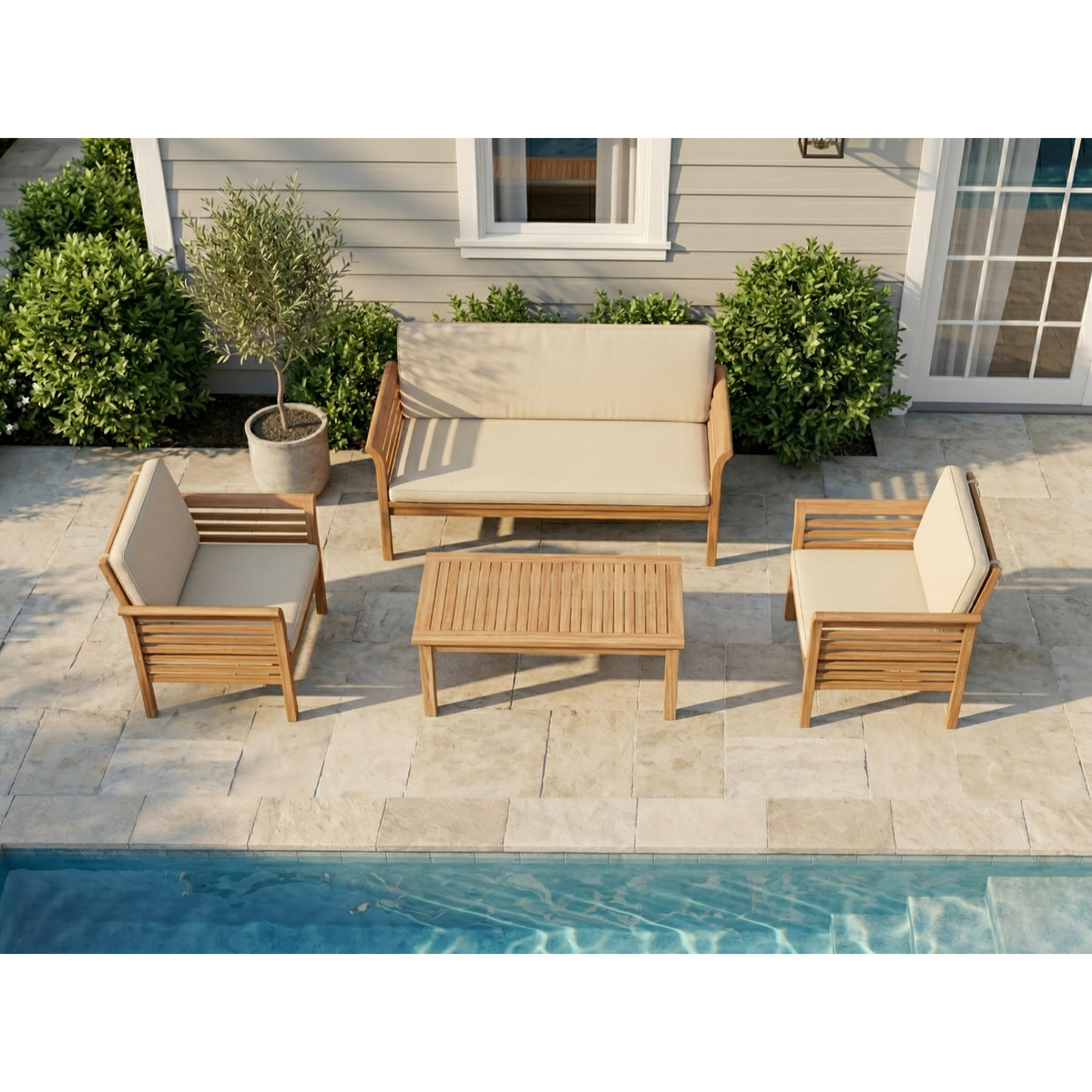 Salon de jardin 4 places en acacia RANH