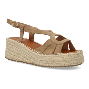 Sandalia de cuña de yute para mujer, comodas y elegantes, diseño moderno con tiras en la pala