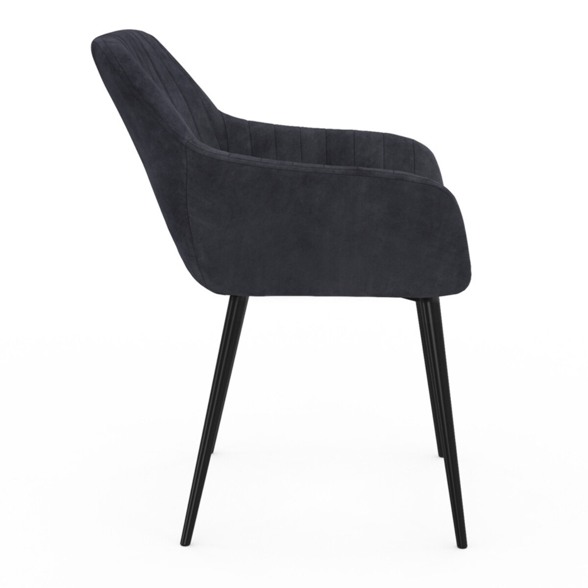 Chaises avec accoudoirs Ariana en velours et pieds métal - lot de 2 - Gris anthracite