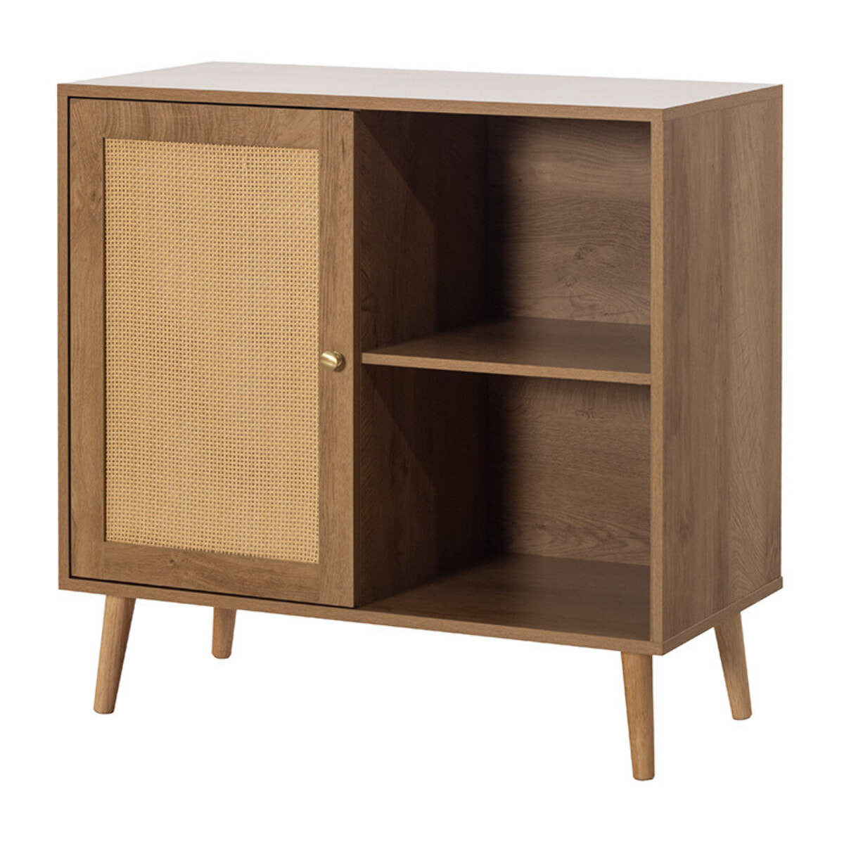 Goto - buffet haut - effet bois et cannage - 2 niches et 1 porte - 80 cm - Bois