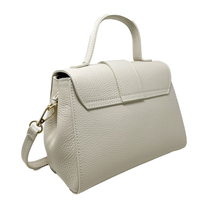 Chicca Borse - Borsa a Mano Donna in Vera Pelle - Colore Beige
