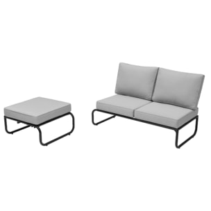 Salon de jardin canapé modulable 2-3 places gris en aluminium CALA