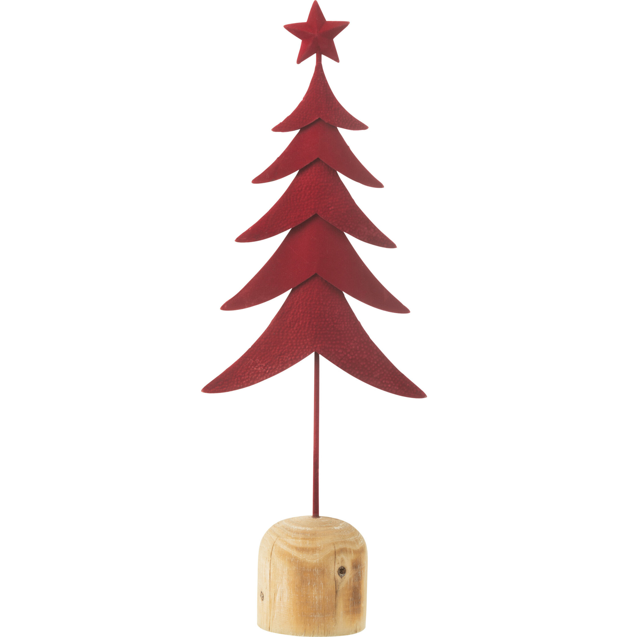 J-Line décoration Sapin Sur Pied + Étoile - métal/bois - rouge - large