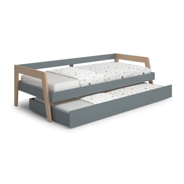 Cama doble juvenil Misty Haze Verde Salvia - Oak Soft