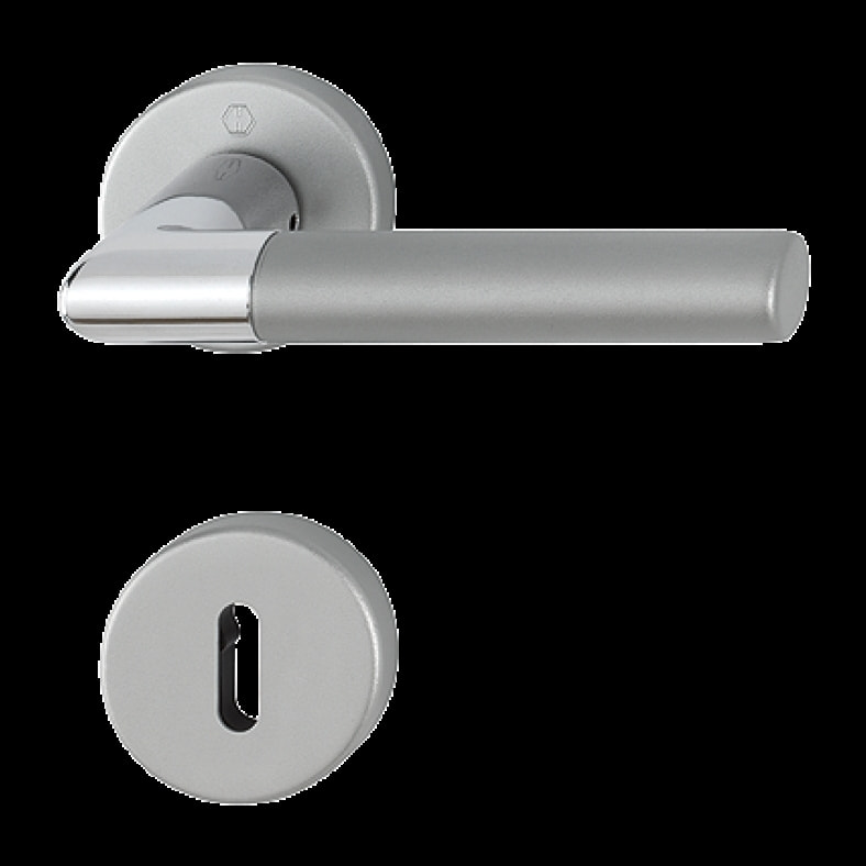 Garniture de porte HOPPE Lecce en aluminium anodisé bi-couleur - Clé en L - 3895276