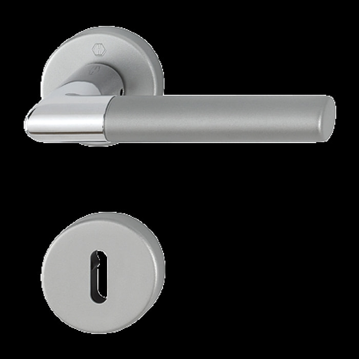 Garniture de porte HOPPE Lecce en aluminium anodisé bi-couleur - Clé en L - 3895276