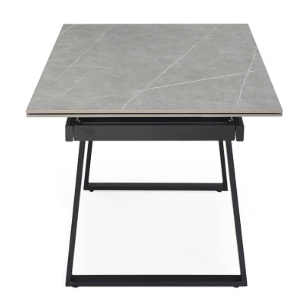 Table extensible céramique gris laqué 180/260cm - 8 piètements - UNIK