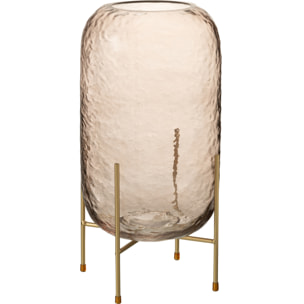 J-Line vase Rond Sur Pied - verre - marron/or - large - 36.5 cm de hauteur
