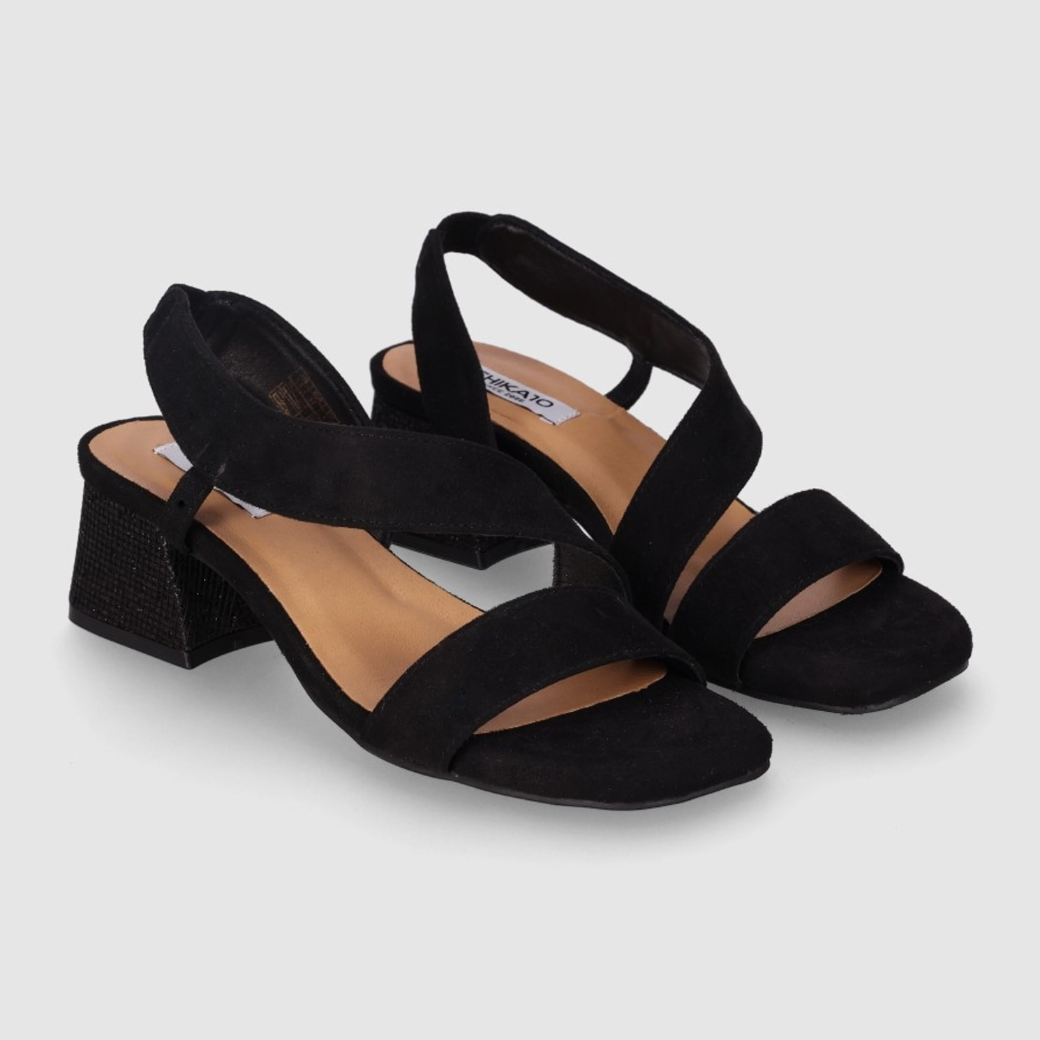 Sandalias de Tejido - Negro - Tacón: 5 cm
