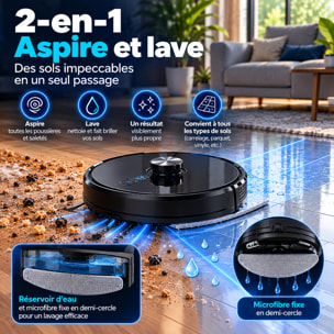 Robot aspirateur laveur connecté avec base aspirante EZIclean® I-Bot Z7 LIDAR IA