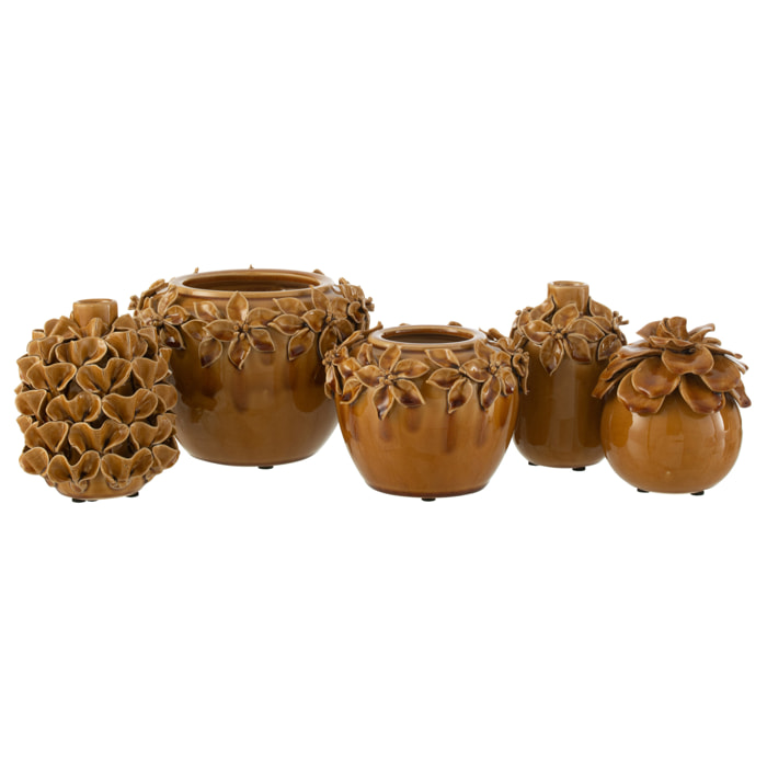 J-Line cache-pot Fleur - céramique - ocre - large - Ø 22 cm