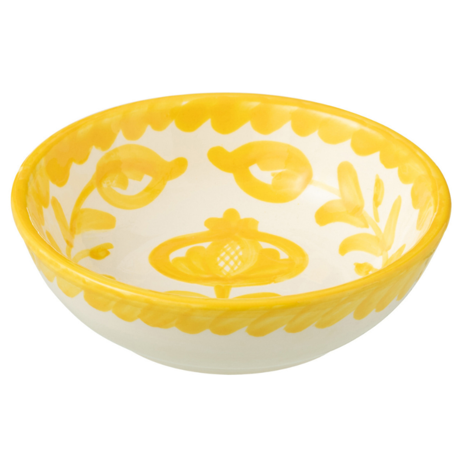 J-Line bol Granada Low - céramique - blanc/jaune - small -  Ø 14 cm