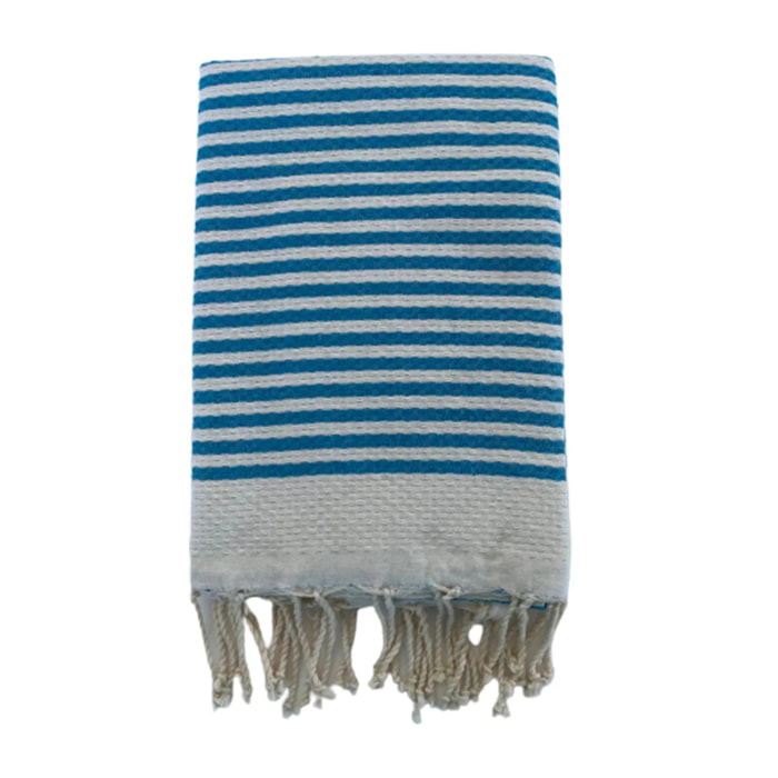 Fouta nid d'abeille traditionnelle Bleu 100x200 190g/m² - Yadara Turquoise