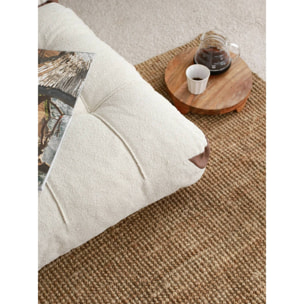 Divano letto 2 posti Surigae, Sofà trasformabile, Divanetto per ospiti, Poltrona letto contenitore, 120x75 h79 cm, Crema