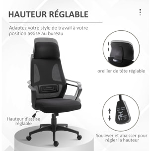 Chaise de bureau ergonomique soutien lombaire tétière réglable