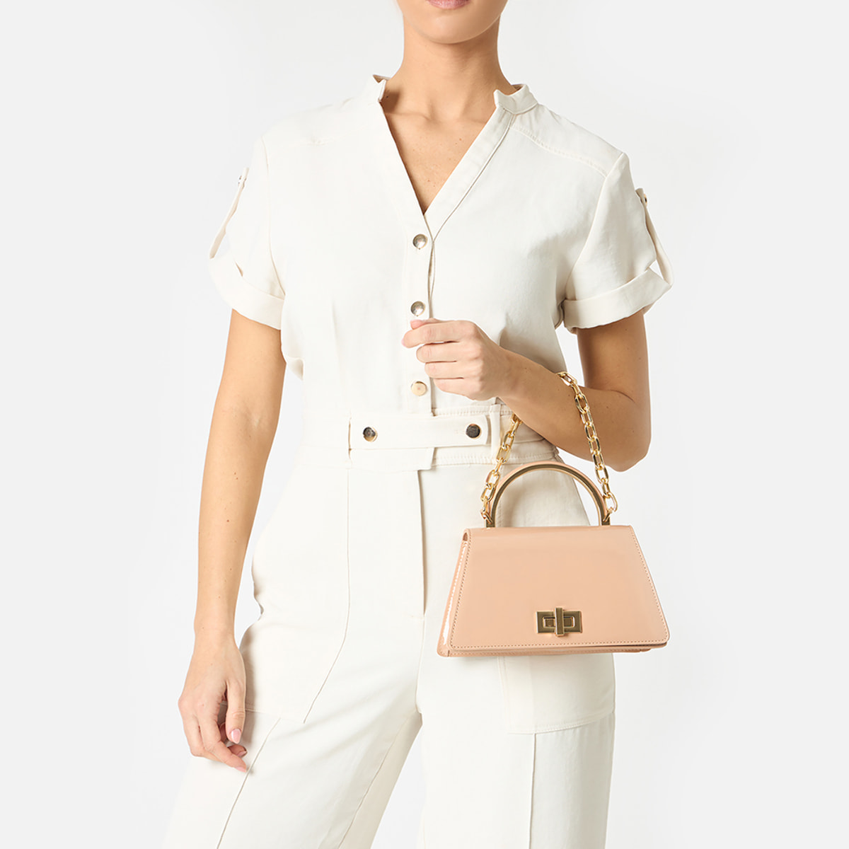 Mini bag donna nude in vernice