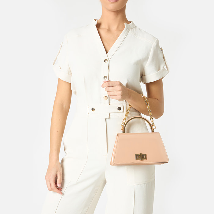Mini bag donna nude in vernice