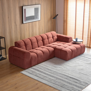 ALINE Canapé d'angle 3/4 places nuage en velours terracotta