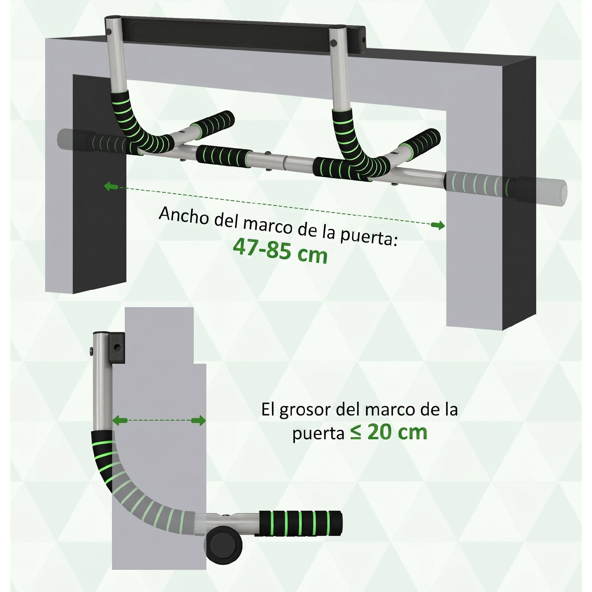 Barra de Dominadas Multifuncional Barra de Dominadas de Pared con Mangos Antideslizantes Carga 110 kg para Ejercicio y Entrenamiento en Casa Gimnasio Gris y Negro