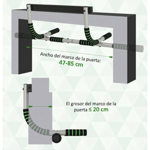 Barra de Dominadas Multifuncional Barra de Dominadas de Pared con Mangos Antideslizantes Carga 110 kg para Ejercicio y Entrenamiento en Casa Gimnasio Gris y Negro