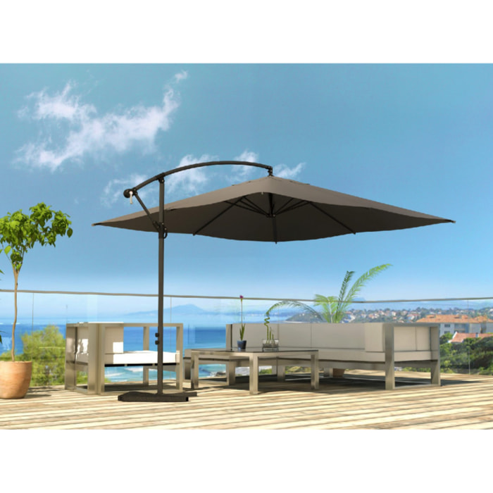 Parasol déporté carré 3x3m gris DAVAGNA