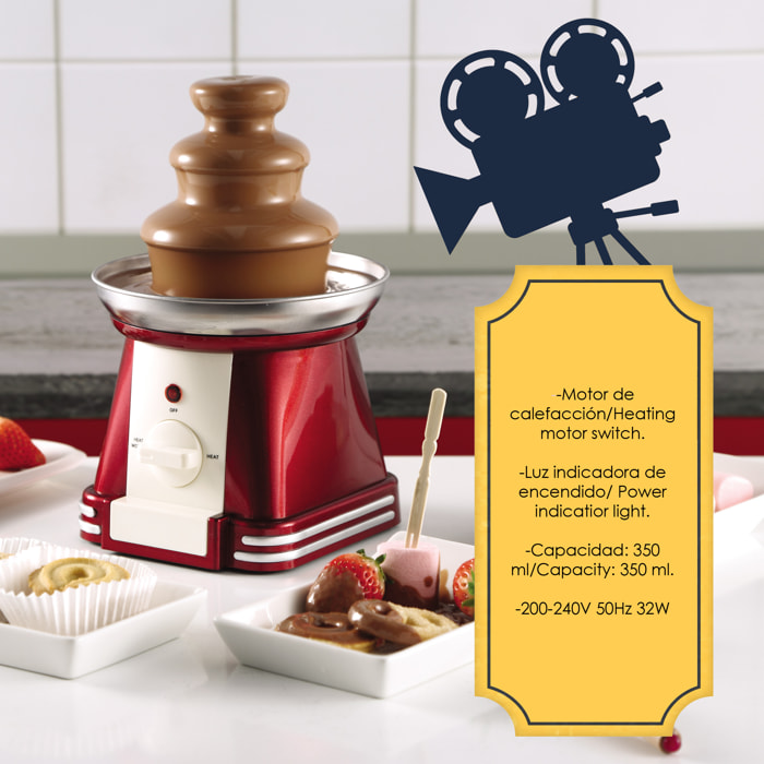 Fondue de chocolate 32W y capacidad 35L color rojo, Swiss Home