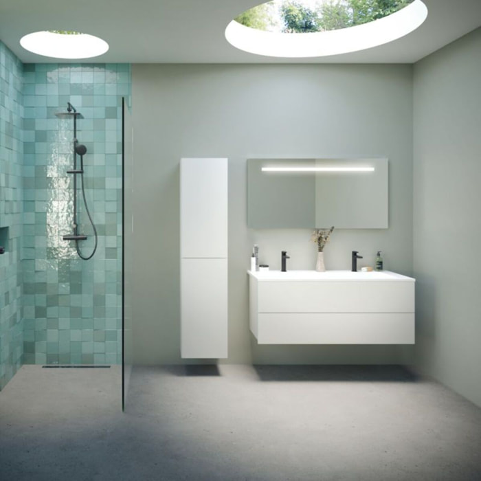 Meuble double vasque 120 cm BURGBAD Cosmo blanc mat