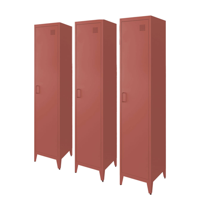 Armoire casier industriel métal 4 espaces de rangement (lot de 3) SOHO