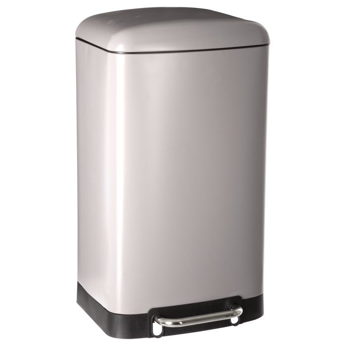 Papelera / cubo de basura / contenedor de residuos con pedal Taupe 30L Ariane