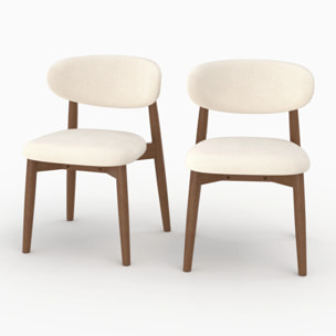 Lot de 2 chaises en tissu beige et bois d'hévéa foncé - Yuna