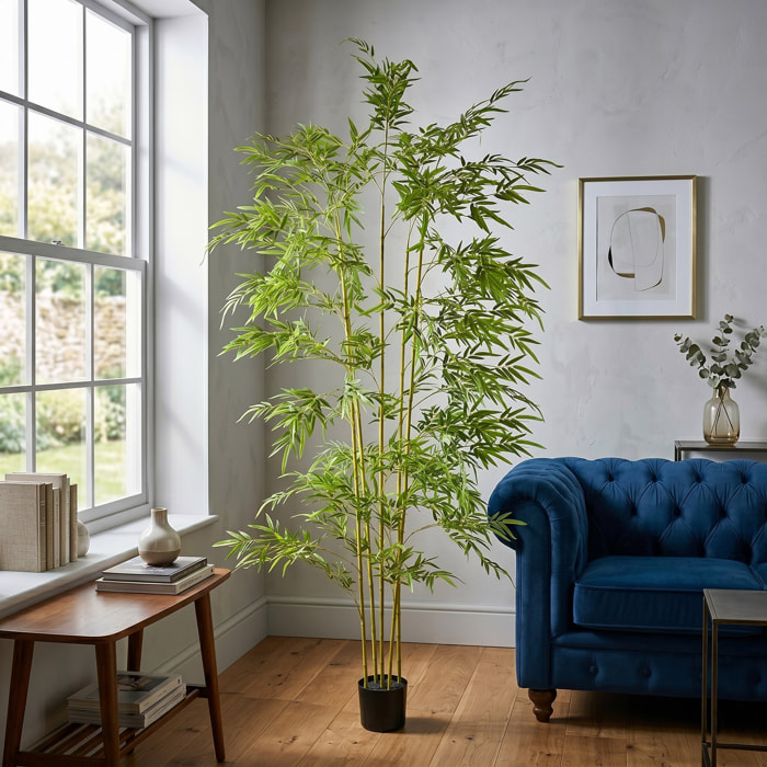 Bambú Artificial 235cm - Planta decorativa grande Realista con cañas naturales para Hogar ideal para Interiores