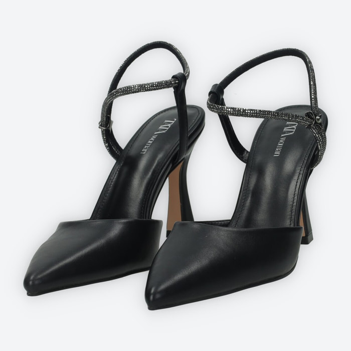 Décolleté sling back Donna Tata Italia Nero