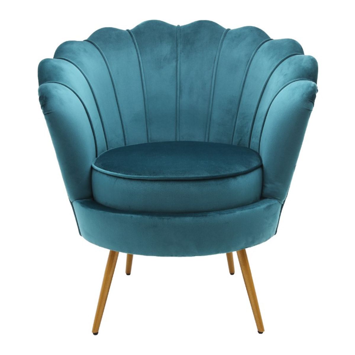 Poltrona design ventaglio con rivestimento in velluto celeste