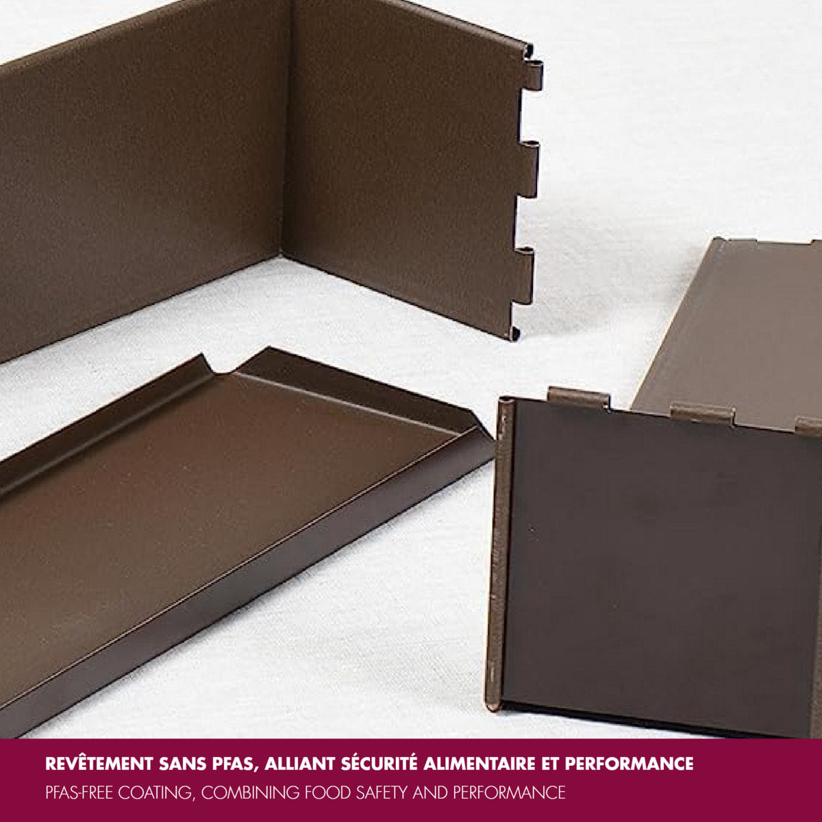 Moule à Pâté Croute long uni - Antiadhérent (sans PFAS) - à charnière - fond démontable - 350 x 80 x 80 mm